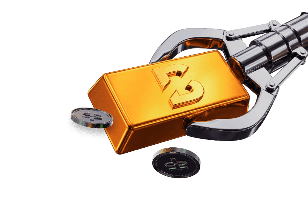 Gold bar held by a fuel-pump nozzle