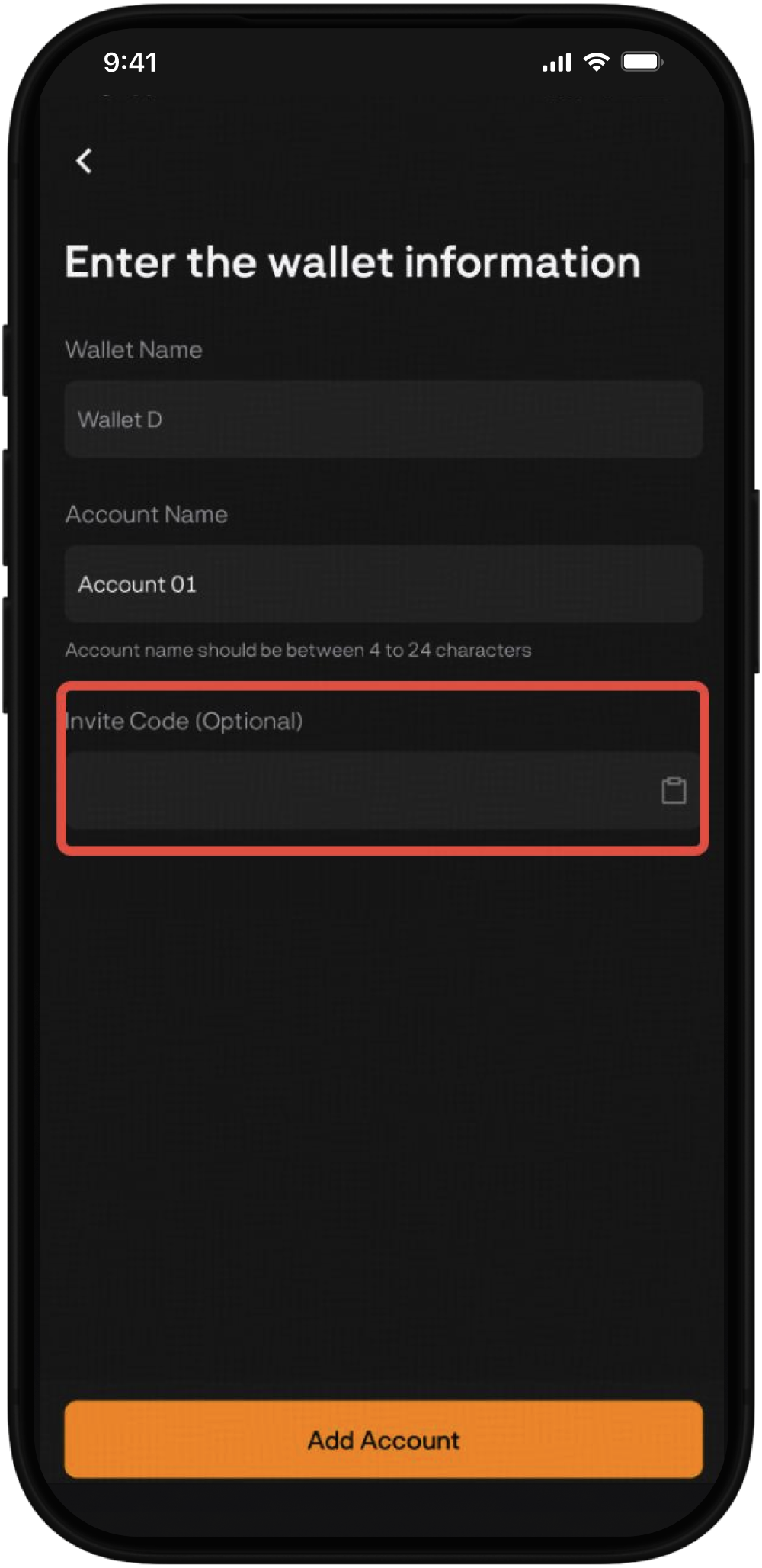 Invitation - Enter invite code