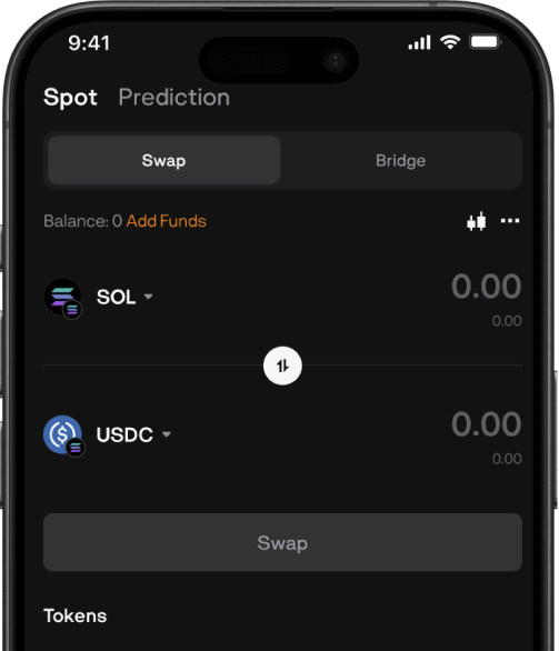 BloFin Wallet app showing swap and bridge