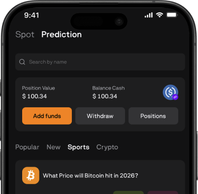 Prediction market interface on mobile