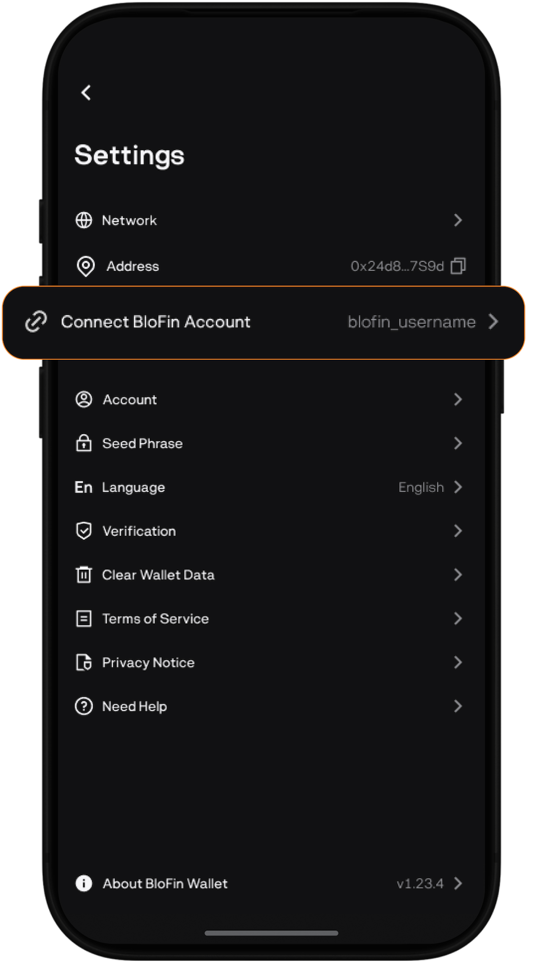Step 2 - Settings menu