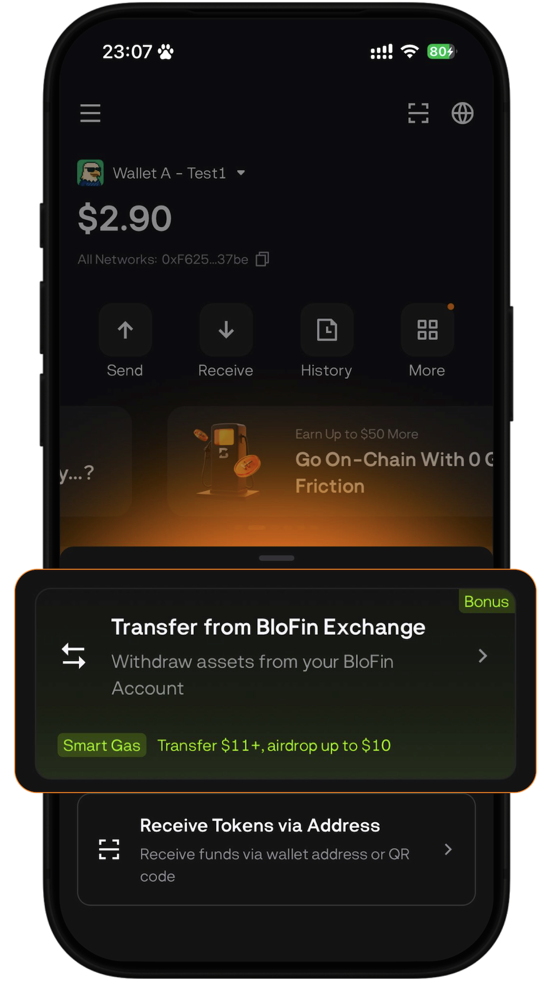 Step 3 - Transfer from BloFin Exchange screen